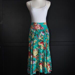 Handmade | Floral, Side Lace Panel, Midi Skirt